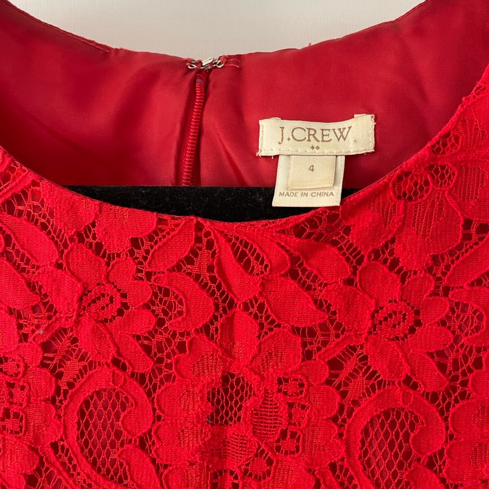 J. Crew red lace dress sz 4 - Picture 2 of 7